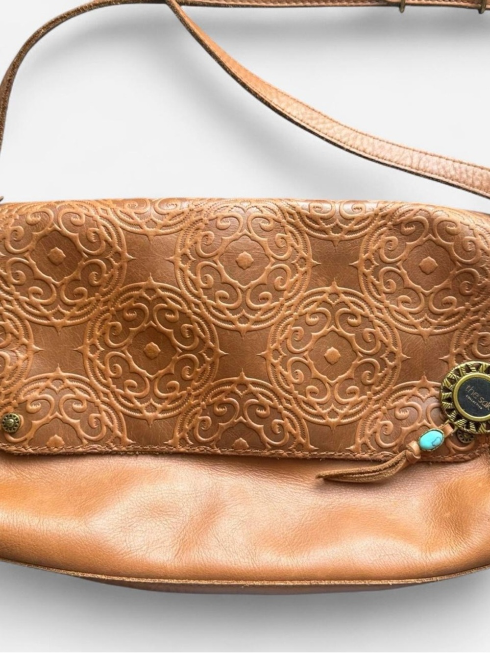 The Sak Brown Stamped Leather Crossbody Purse - Picture 3 of 5